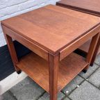 Set Van 2 Bijna Identieke Eiken Tafels Met Onderblad 61 Cm Hoog thumbnail 9