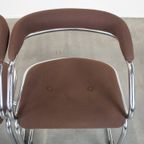 Set Van 4 Leuke Vintage Design Eetkamerstoelen Met Bruine Stoffen Bekleding thumbnail 11