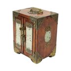Chinese Juwelenkist Met Lades Sierraden Doos Jade Palissander Messing thumbnail 11