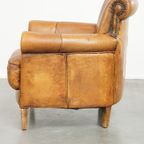 Comfortabele, Gezellige Armchair Gemaakt Van Schapenleer Met Een Correcte Afwerking Met Siernagel thumbnail 6