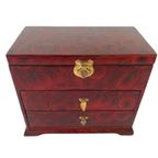 Vintage Chinese Sieradendoos Rood Lakhout Messing 1960’s thumbnail 3