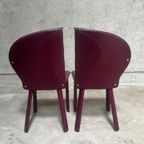 Mario Morbidelli Voor Naos - Set Van 2 Burgundy Rode Stoelen In Leder En Chrome thumbnail 8