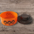 Retro Oranje Bruine Kunststof Pot Met Deksel Gdr Jaren 70 thumbnail 8