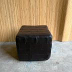 Mid-Century Leather Patchwork Ottoman thumbnail 5