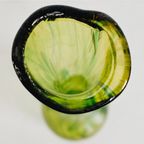 Vintage Hoge Handgeblazen Glazen Vaas Groen Murano thumbnail 5