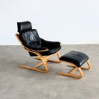 Vintage Fauteuil Met Hocker | Easy Chair | Jaren 70 | Zweeds thumbnail 5