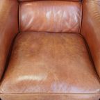 In Goede Staat Verkerende, Tijdloze En Correcte Comfortabele Rundleren Fauteuil/armchair thumbnail 13