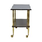 Vintage Franse Bar Trolley Houtfineer Goud Messing Tv-Meubel Jaren 50 Design thumbnail 3