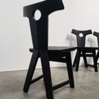 Brutalist Vintage Massief Eikenhouten Stoelen Jaren 60 Zwart thumbnail 6