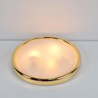 Vintage Messing Plafondlamp Wit Glas Brass Allum Regency ‘70 thumbnail 5
