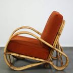 Luxe Vintage Boho Jaren ’50 Rotan Design Fauteuil Met Geveerde Kussens En Een Geweldig Zitcomfort thumbnail 7