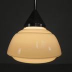 Art Deco Hanglamp Met Geribbelde Glazen Kap, Jaren 30 thumbnail 7
