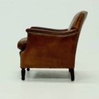 Patinated Sheep Leather Armchair 1950s thumbnail 10