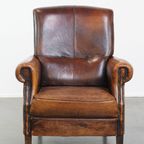 Vintage Stoere Schapenleren Armchair Met Een Hoge Rug En Een Goed Zitcomfort thumbnail 2
