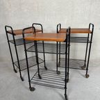 2X Vintage Bijzettafel/70’S Trolley In Teak thumbnail 6