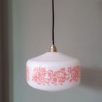 Vintage Melkglazen Opaline Hanglamp Met Florale Print thumbnail 8