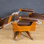 Art Deco Oak And Leather Barber Chair. thumbnail 10