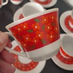 Vintage Kop En Schotels Bloemen Rood Oranje thumbnail 8