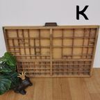 Brocante, Bruine Antieke Houten Letterbak, Wanddecoratie K thumbnail 3