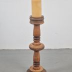 Vintage Brutalist Eiken Houten Kandelaar ‘70 Hout Japandi thumbnail 3