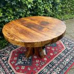 Vintage Brutalist Massief Eiken Houten Eettafel thumbnail 7