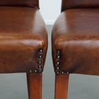 Set Van 6 Comfortabele, Statige Eetkamerstoelen Van Schapenleer thumbnail 9