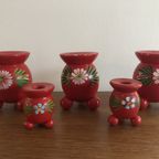 Set Van 5 Zweedse Vintage Bolkandelaren Kerst Handgemaakt thumbnail 2