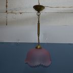 Prachtige Roze Hallamp, Hanglamp Met Bloemen Motief Uit Frankrijk thumbnail 8