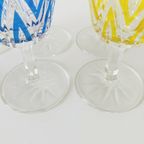 Set Vintage Vmc France Reims Champagne Glazen Harlequin 1960’s Nieuw thumbnail 6