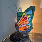 2 Beschikbaar ! Vlinder Tiffany Stijl Art Nouveau Stijl Tafellampen Glas In Lood thumbnail 13