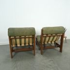 Groen Leren Stoel Met Eiken Hout Vintage Fauteuil thumbnail 15