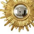 Gouden Sunburst Spiegel Zonnespiegel Hout Convex Heksenspiegel Sixties thumbnail 14