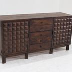 Brutalist Spanish Carved Sideboard Credenza thumbnail 5