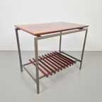 Vintage Bijzettafel Teak Hout Metaal Hifi Side Table ‘60 thumbnail 6