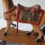 Vintage Hand-carved Wood Horse Toy Old 45cm thumbnail 4