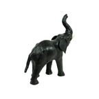 Vintage Olifant Met Slagtanden Papier Mache En Leder Beeld Sculptuur thumbnail 12