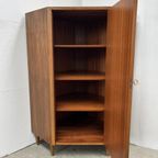 Vintage, Midcentury Hoekkast Houtfineer - Halfhoog Met Deur thumbnail 3