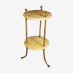 French Two-Tier Marble & Brass Side Table / Etagère thumbnail 2