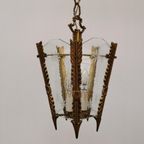 Antieke Vintage Franse Messing Lantaarnlamp Hanglamp Lamp 06 thumbnail 9