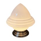 Art Deco - Gispen (giso) - Ceiling Mounted Lamp With Opaline Glass And Nickel Plated Mount thumbnail 5