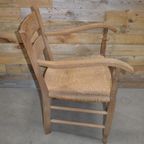 Eiken Armfauteuil Met Biezen Zitting Gezandstraald thumbnail 3