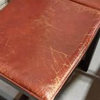 Vintage Set Van 6 Design Leren Eetkamerstoelen thumbnail 16