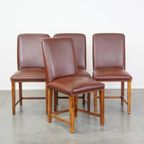 Set Van 4 Luxe En Comfortabele Cognac-kleurige Engelse Stijl Eetkamerstoelen thumbnail 15