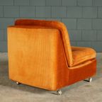 Midcentury Modulaire Zithoek/zitgroep – Velours Oranje – Jaren 70 thumbnail 7