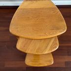 Vintage Brutalist Nesting Set Of Bijzettafels - Massief Blond Eikenhout ‘60/‘70 thumbnail 6
