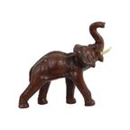 Vintage Olifant Met Slagtanden Papier Mache Bruin Leder Beeld Sculptuur thumbnail 6