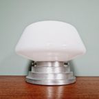 Art Deco Plafondlamp Met Een Conische Wereldbol In Witte Opaline thumbnail 4