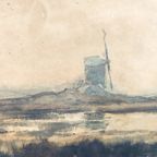 Theodorus J. Arts (Dorus Arts) - 'Moerassig Land' - Olieverf Op Board - Gesigneerd - 1932 thumbnail 6