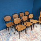 7x Vintage Rotan Stoelen, Model 215r, Thonet thumbnail 4