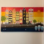 Amsterdamse Gracht Verf Op Doek 70X120 Cm thumbnail 3